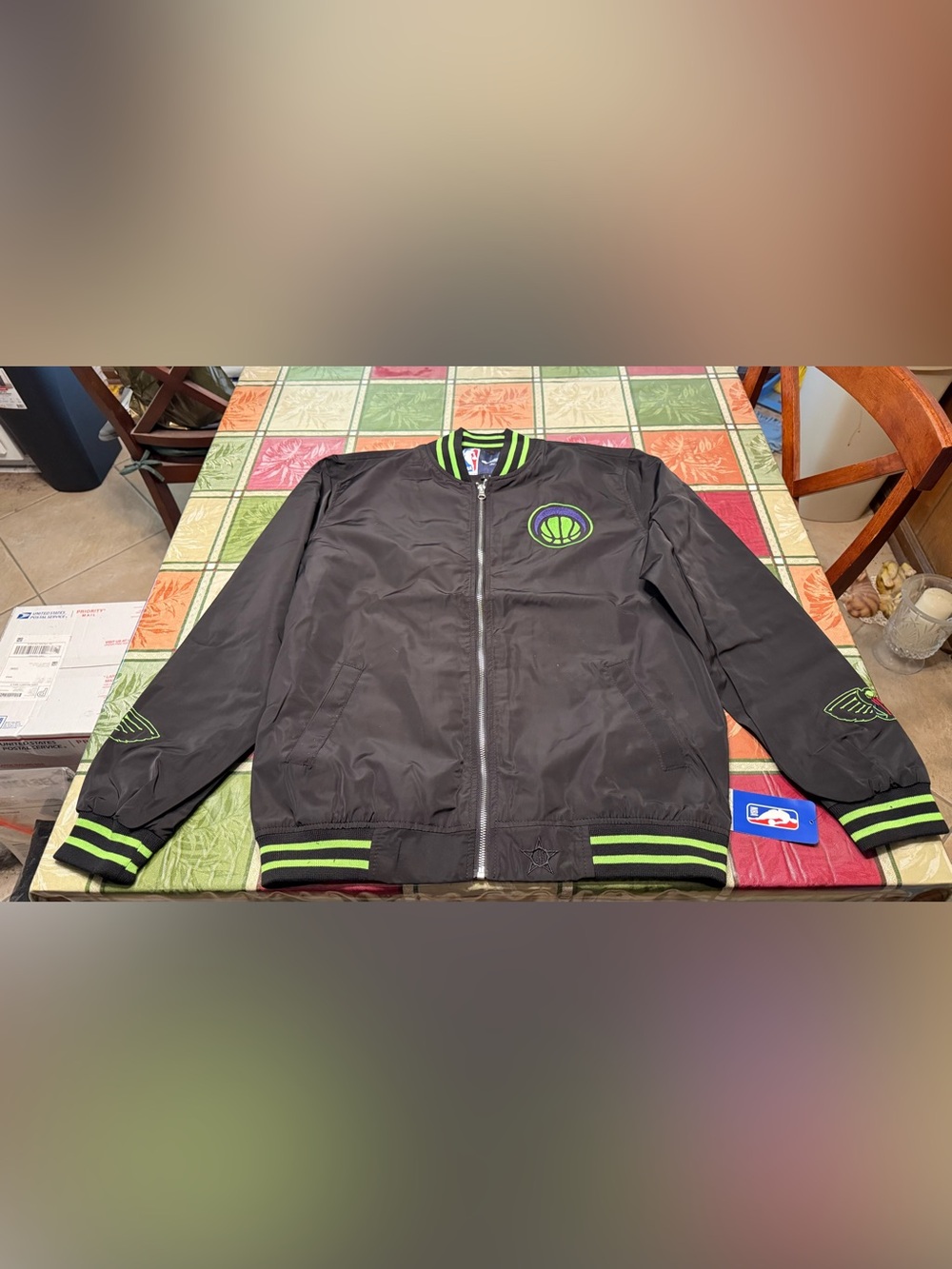 Rare NBA Mens City Edition Skelican New Orleans Pelicans Bomber Jacket Large